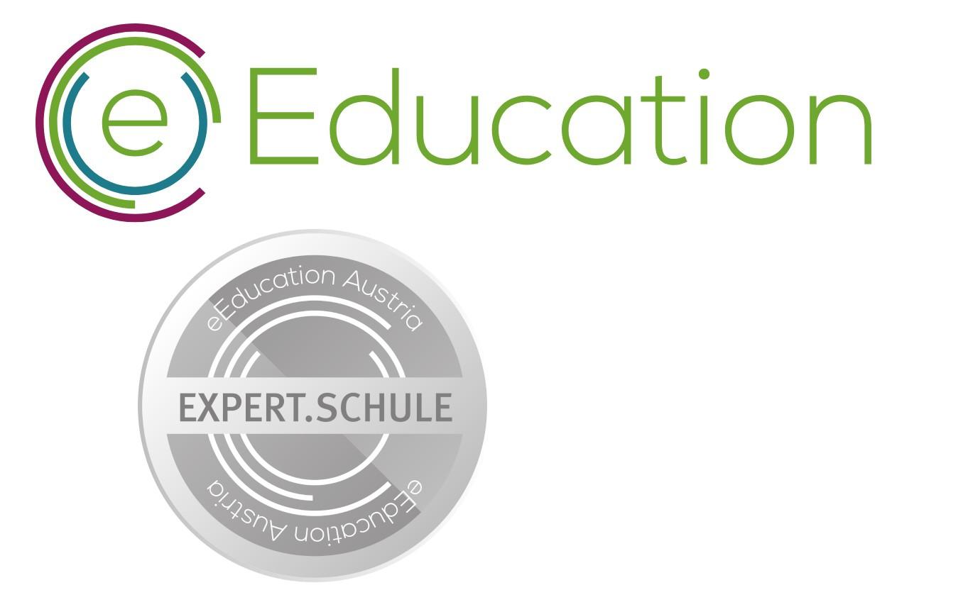 E-Education-Logo und Expert-Schule Zertifikat